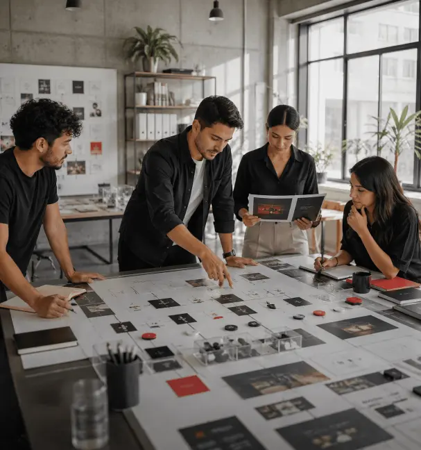 Equipo latinoamericano de performance marketing definiendo campañas digitales para optimizar la inversión y generar resultados de negocio.